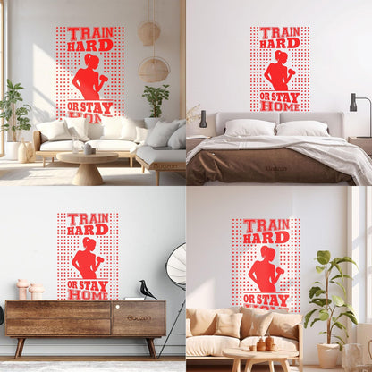 Wall Decals Pvc Train Hard Or Stay Home Gymnastics Fitnesscenter Trainer Beautiful Body Glass Stickers