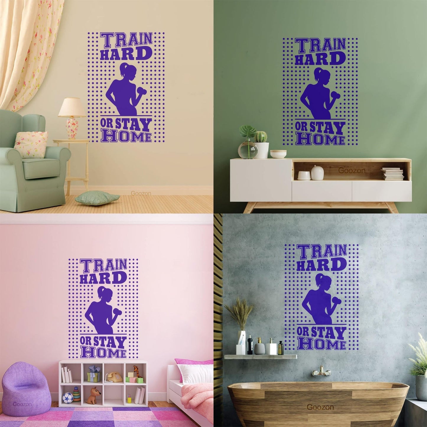 Wall Decals Pvc Train Hard Or Stay Home Gymnastics Fitnesscenter Trainer Beautiful Body Glass Stickers