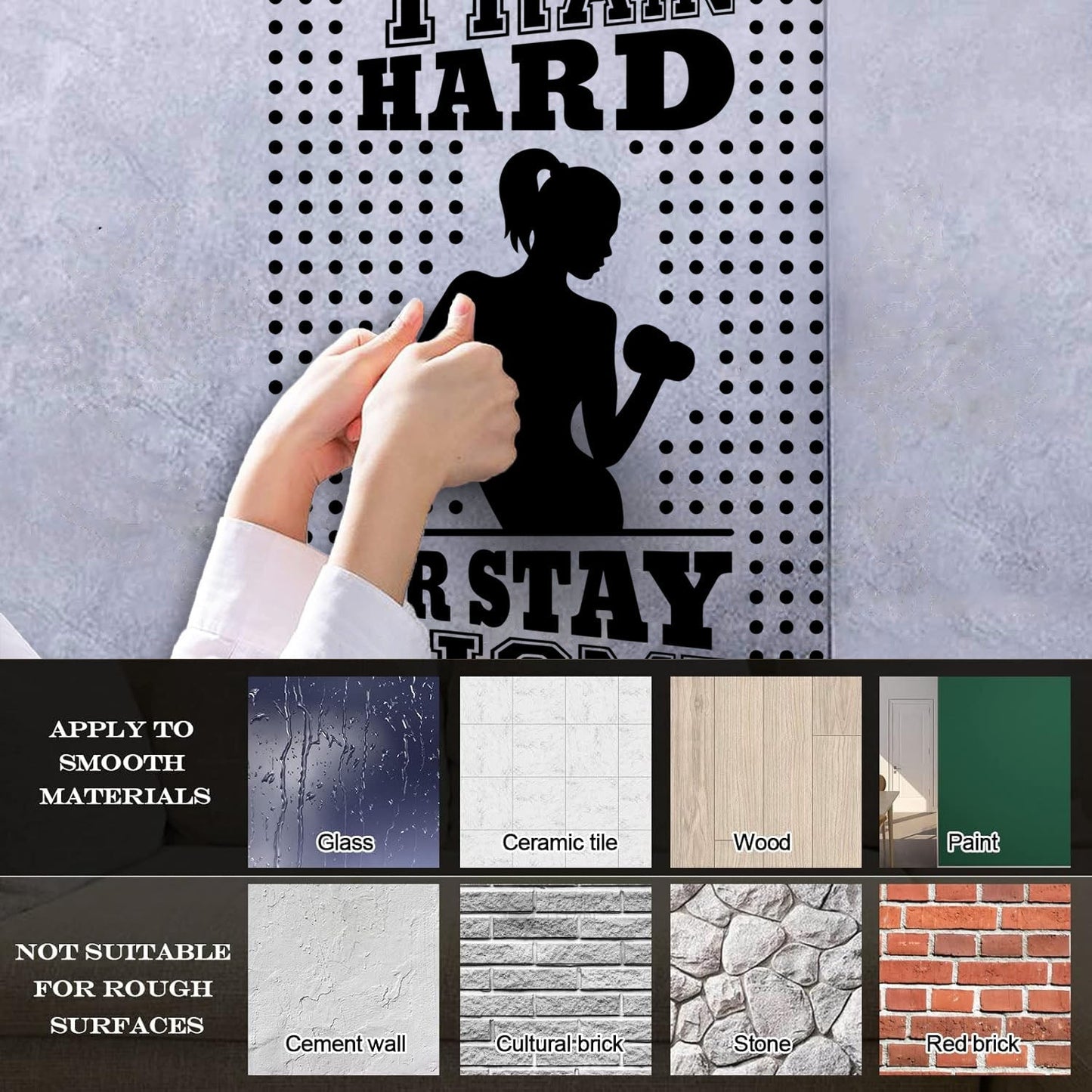 Wall Decals Pvc Train Hard Or Stay Home Gymnastics Fitnesscenter Trainer Beautiful Body Glass Stickers