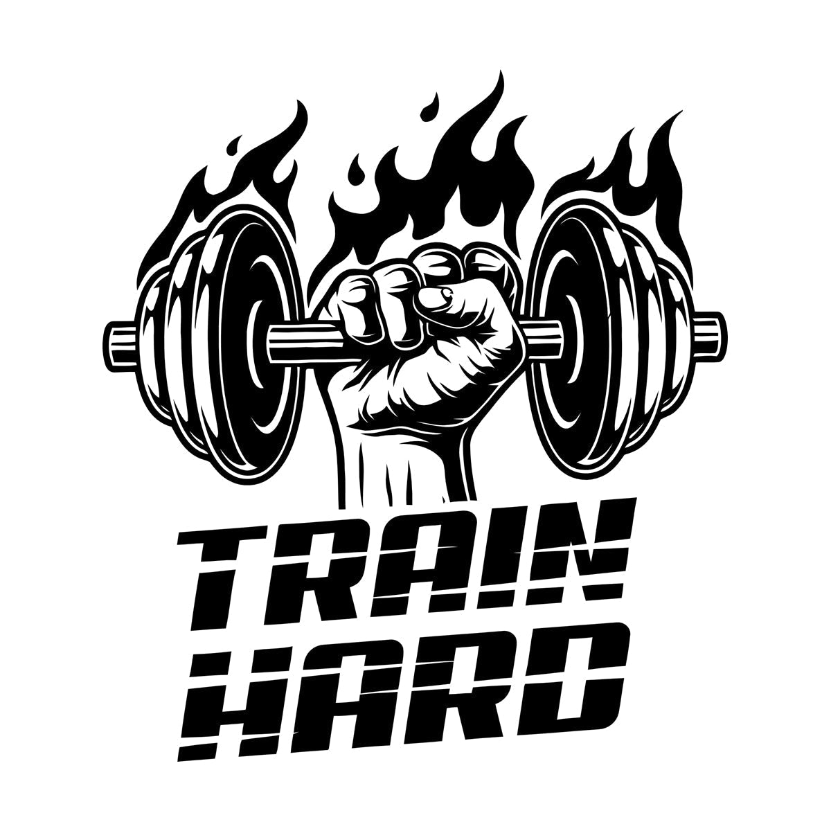 Lettering Stickers Train Hard Trainer Gymnastics Fitnesscenter Club Iron Sport Store Decoration