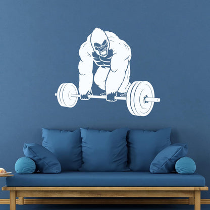Vinyl Wall Decals Training Iron Sport Gorilla Gymnastics Barbell Do Not Damage The Wall Surface