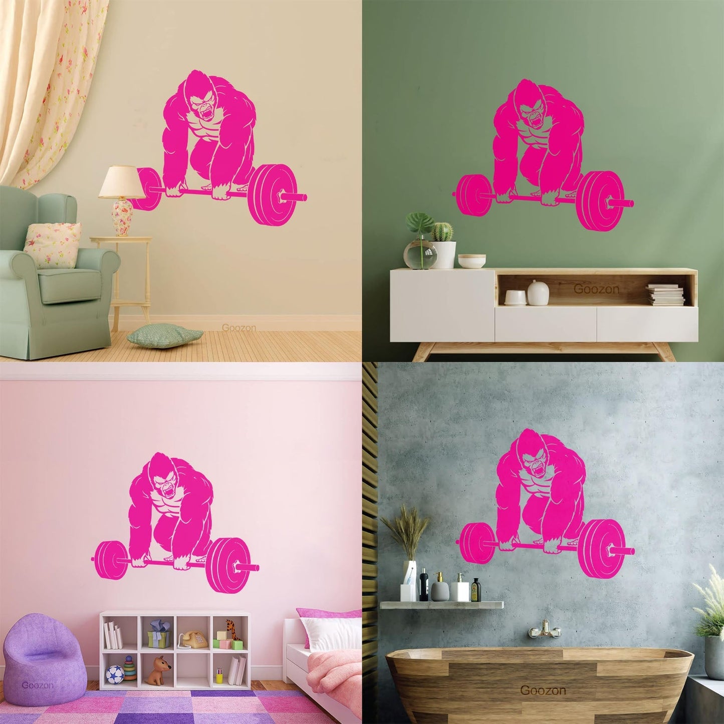 Vinyl Wall Decals Training Iron Sport Gorilla Gymnastics Barbell Do Not Damage The Wall Surface