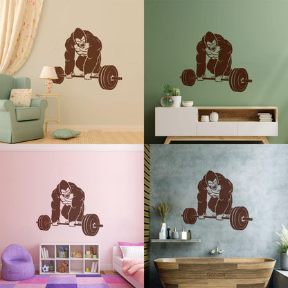 Vinyl Wall Decals Training Iron Sport Gorilla Gymnastics Barbell Do Not Damage The Wall Surface