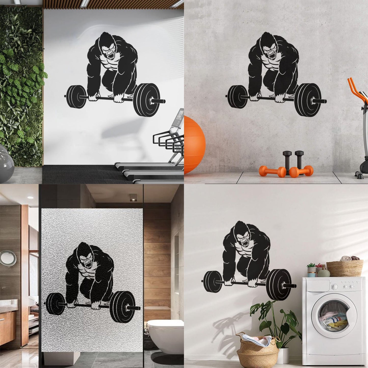 Vinyl Wall Decals Training Iron Sport Gorilla Gymnastics Barbell Do Not Damage The Wall Surface