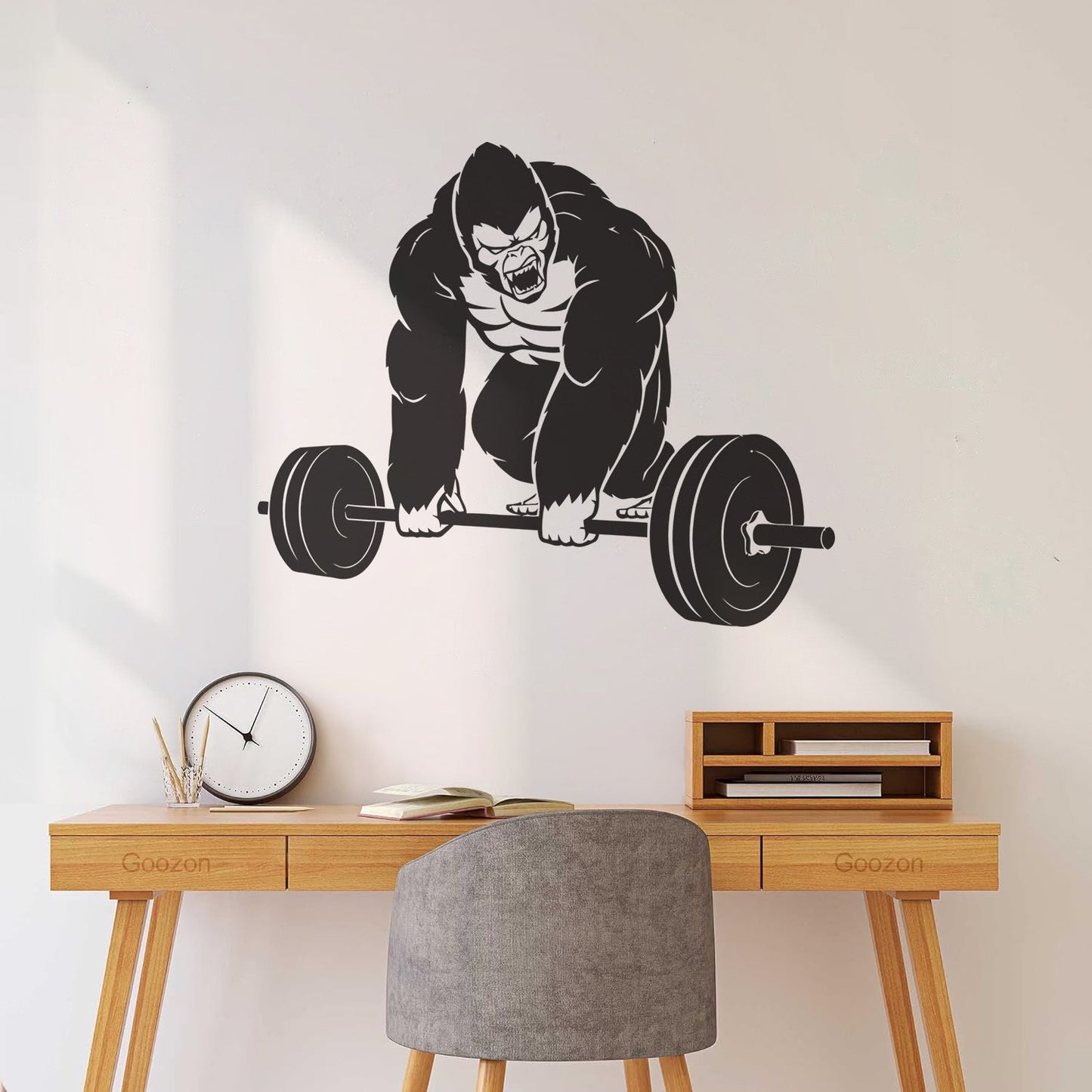 Vinyl Wall Decals Training Iron Sport Gorilla Gymnastics Barbell Do Not Damage The Wall Surface