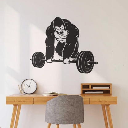 Vinyl Wall Decals Training Iron Sport Gorilla Gymnastics Barbell Do Not Damage The Wall Surface