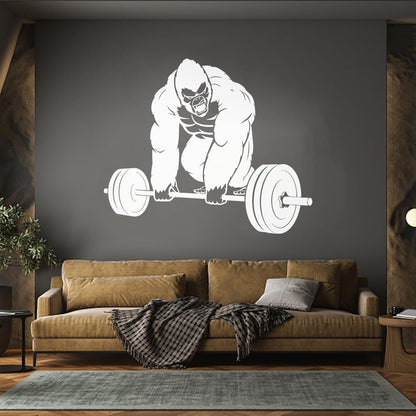 Vinyl Wall Decals Training Iron Sport Gorilla Gymnastics Barbell Do Not Damage The Wall Surface
