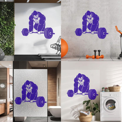 Vinyl Wall Decals Training Iron Sport Gorilla Gymnastics Barbell Do Not Damage The Wall Surface