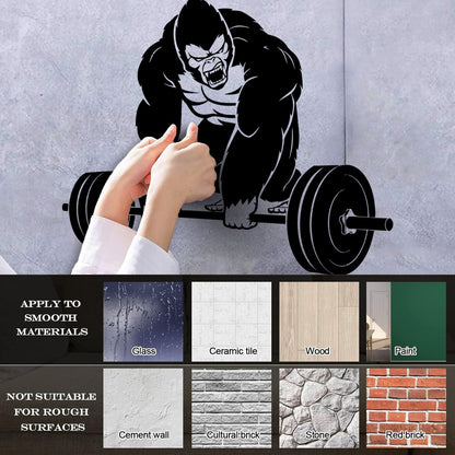 Vinyl Wall Decals Training Iron Sport Gorilla Gymnastics Barbell Do Not Damage The Wall Surface