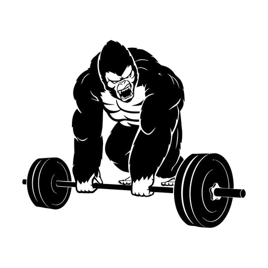 Vinyl Wall Decals Training Iron Sport Gorilla Gymnastics Barbell Do Not Damage The Wall Surface