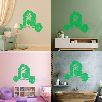 Vinyl Wall Decals Training Iron Sport Gorilla Gymnastics Barbell Do Not Damage The Wall Surface