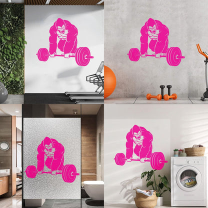 Vinyl Wall Decals Training Iron Sport Gorilla Gymnastics Barbell Do Not Damage The Wall Surface