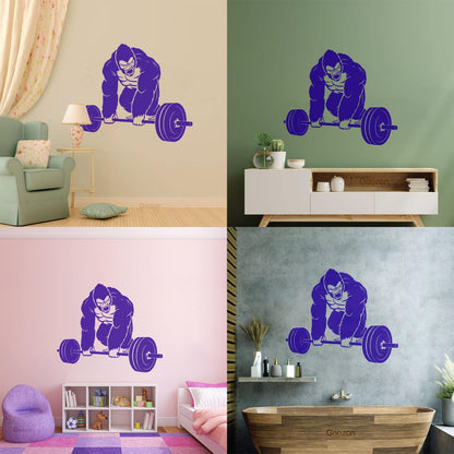 Vinyl Wall Decals Training Iron Sport Gorilla Gymnastics Barbell Do Not Damage The Wall Surface