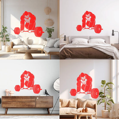 Vinyl Wall Decals Training Iron Sport Gorilla Gymnastics Barbell Do Not Damage The Wall Surface