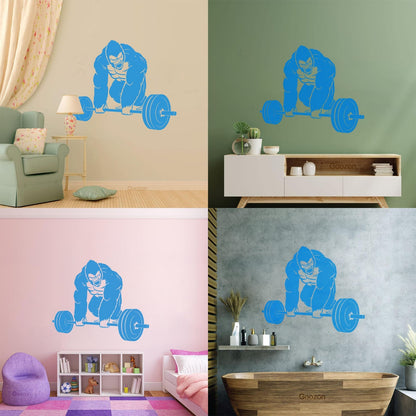 Vinyl Wall Decals Training Iron Sport Gorilla Gymnastics Barbell Do Not Damage The Wall Surface
