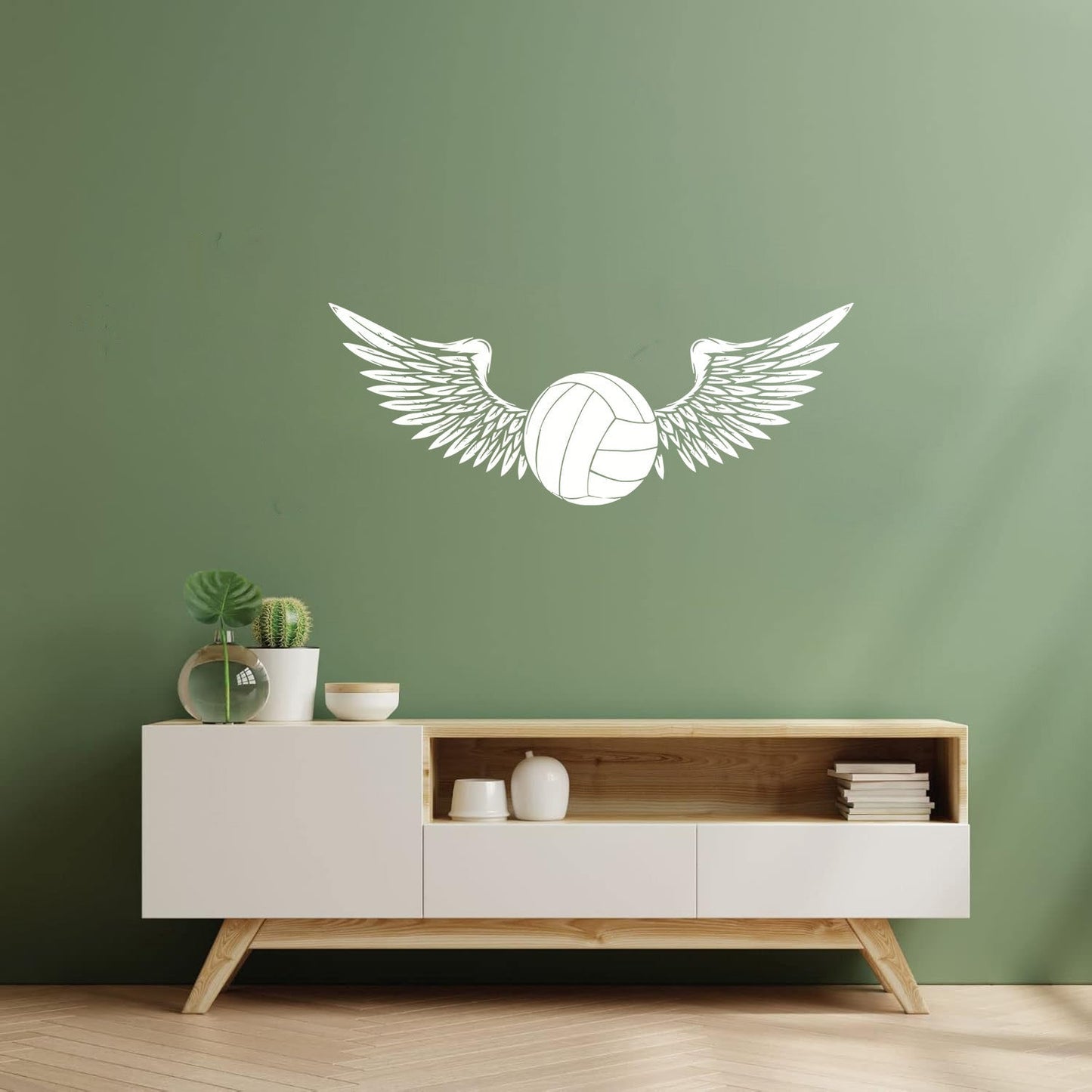 Lettering Stickers Volleyball Game Ball With Wings Sport Team Car Body Decoration