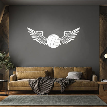 Lettering Stickers Volleyball Game Ball With Wings Sport Team Car Body Decoration