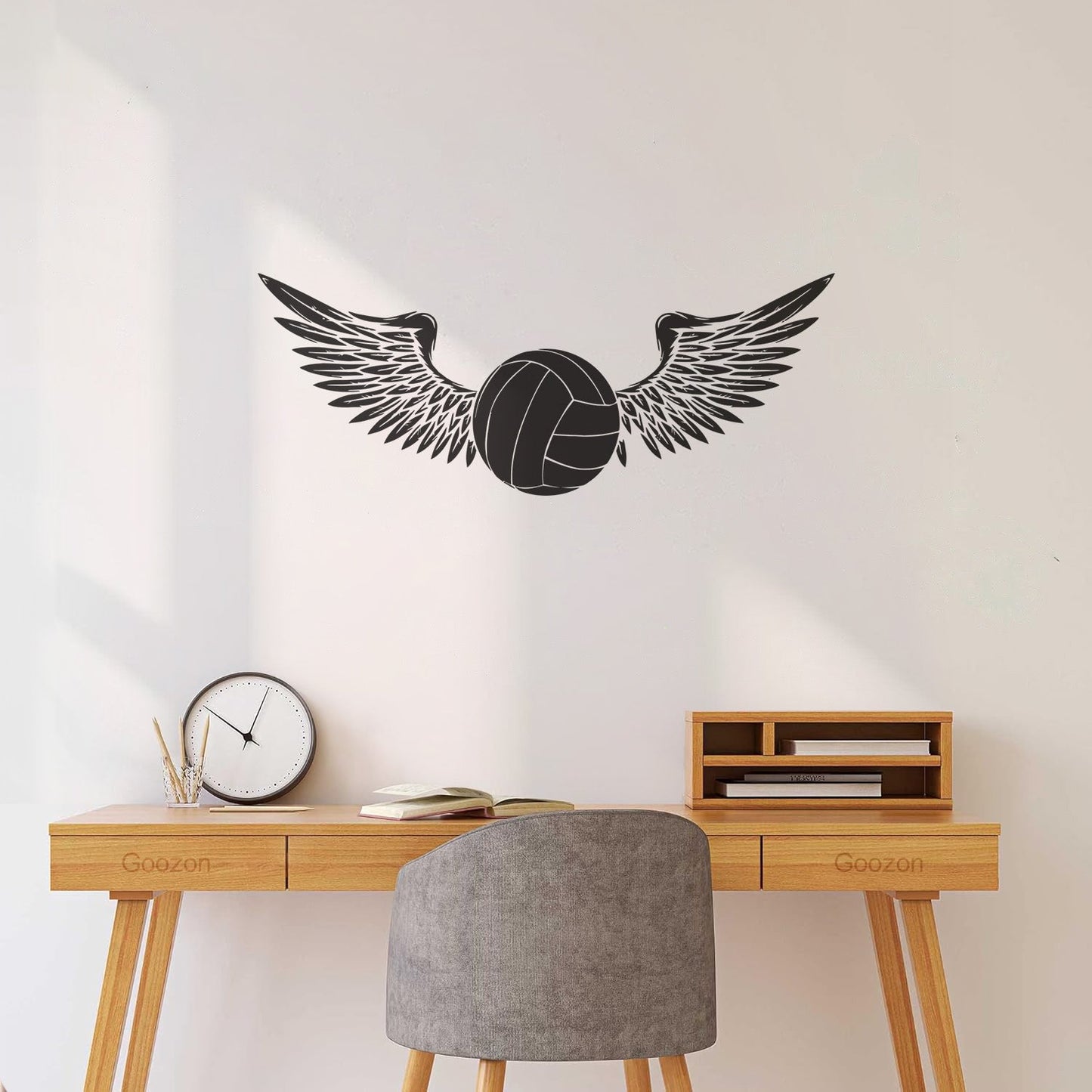 Lettering Stickers Volleyball Game Ball With Wings Sport Team Car Body Decoration