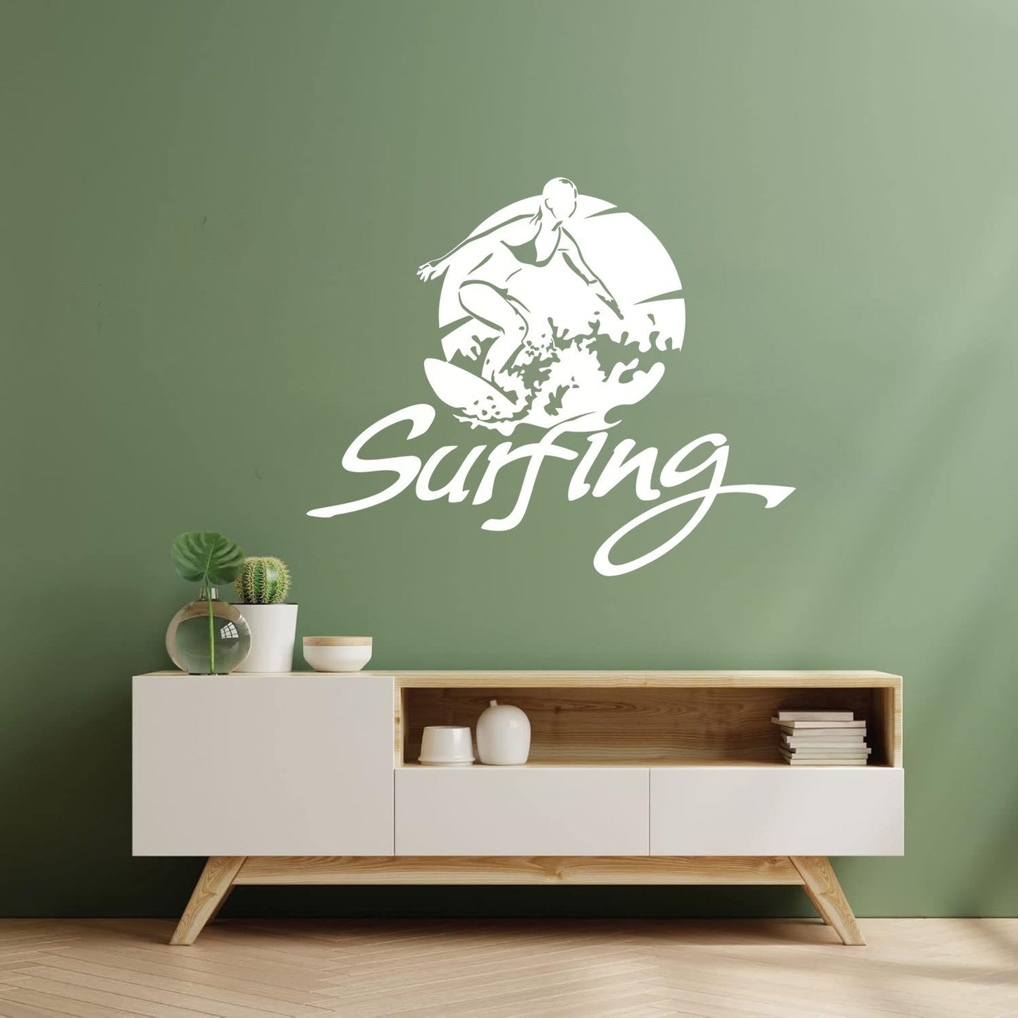 Wall Decals Paster Paper Surfing Water Sports Board Surf Girl Beach Vacation Art Decoration