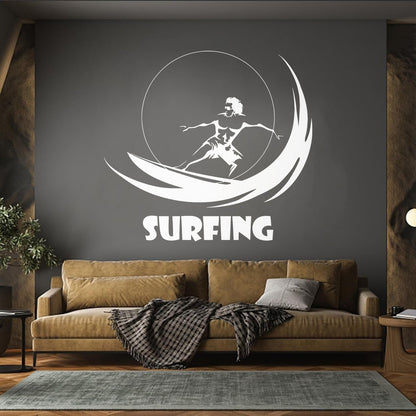 Vinyl Wall Stickers Water Sports Surfing Marine Style Wave Wall Beautification