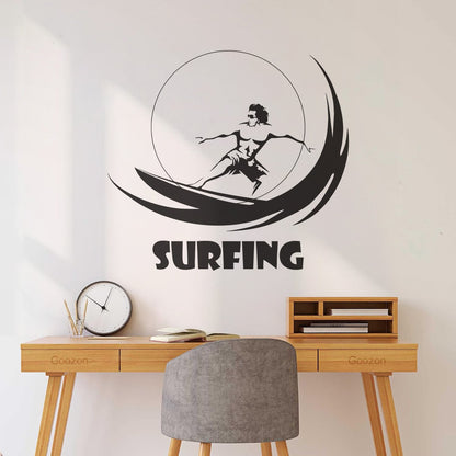 Vinyl Wall Stickers Water Sports Surfing Marine Style Wave Wall Beautification