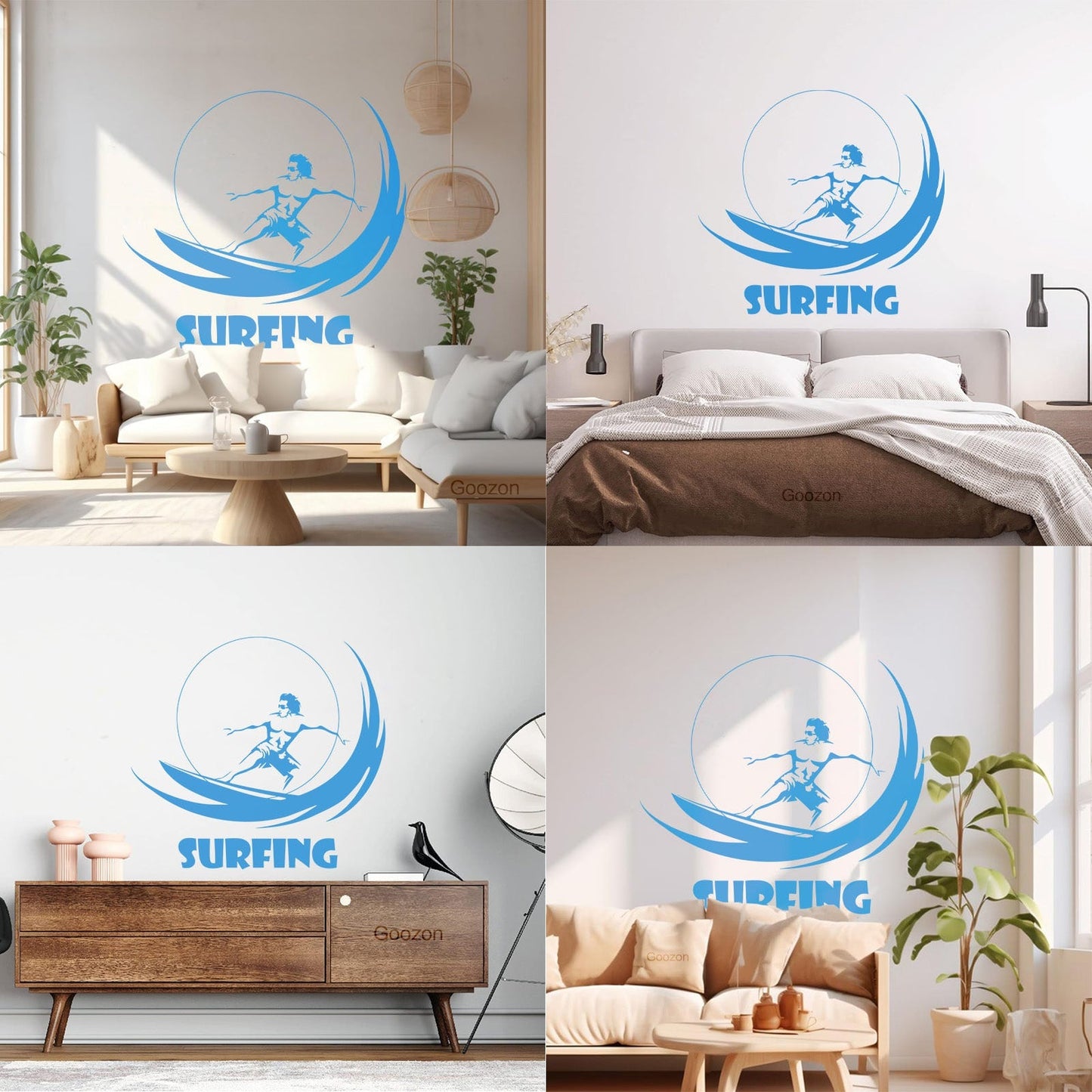Vinyl Wall Stickers Water Sports Surfing Marine Style Wave Wall Beautification
