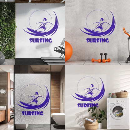Vinyl Wall Stickers Water Sports Surfing Marine Style Wave Wall Beautification