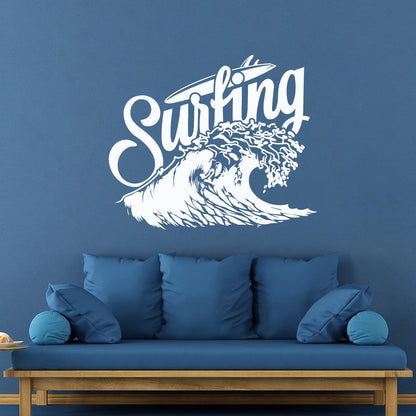 Vinyl Wall Decals Waves Surf Surfing Water Sports Surfboard Window Decals