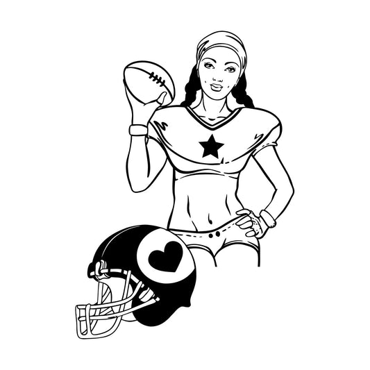 Women'S American Football Sports Girl Helmet Vinyl Wall Decals Art Decoration