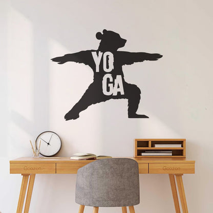 Engraving Stickers Yoga Center Bear Meditation Do Not Damage The Wall Surface