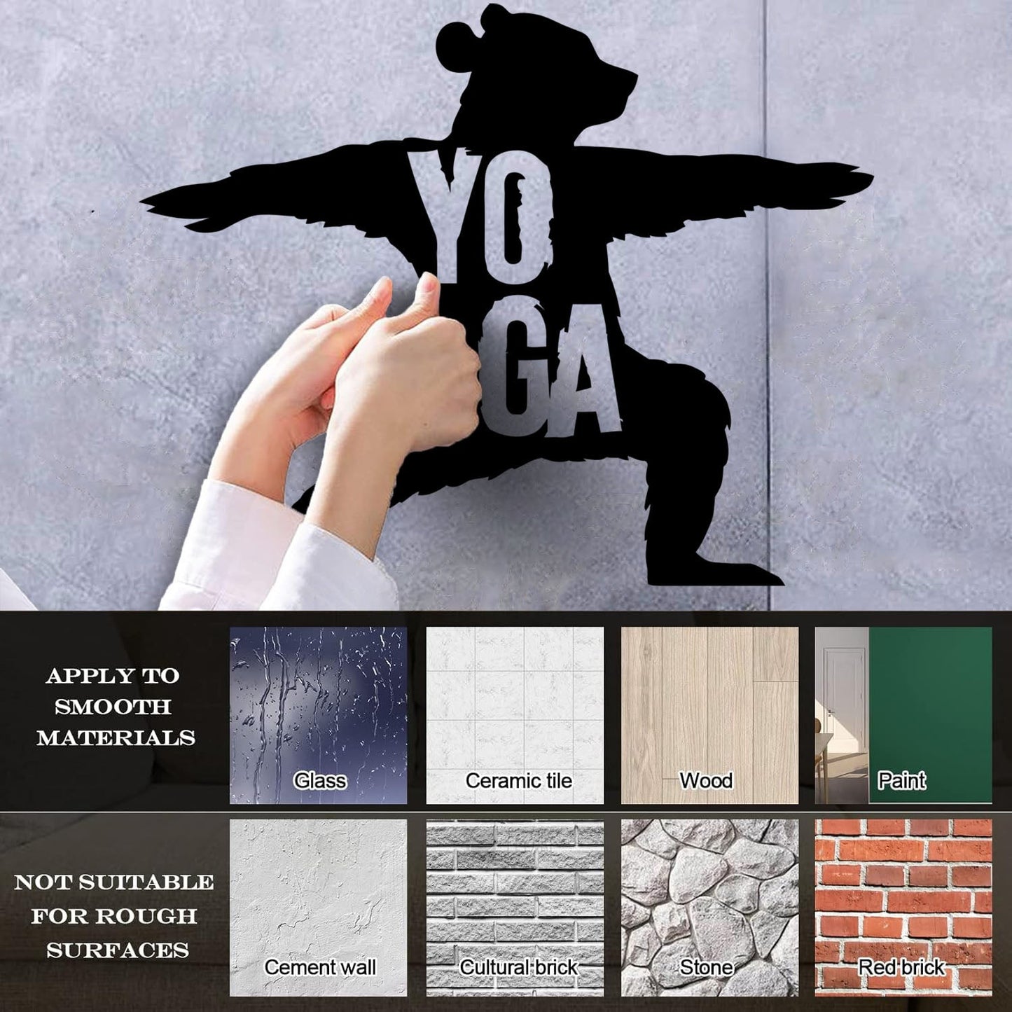 Engraving Stickers Yoga Center Bear Meditation Do Not Damage The Wall Surface