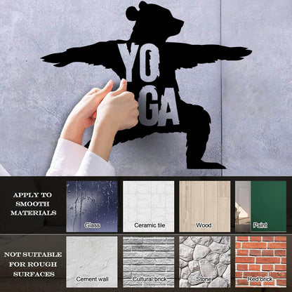 Engraving Stickers Yoga Center Bear Meditation Do Not Damage The Wall Surface