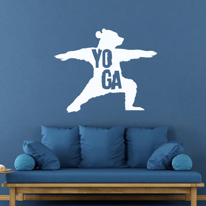 Engraving Stickers Yoga Center Bear Meditation Do Not Damage The Wall Surface