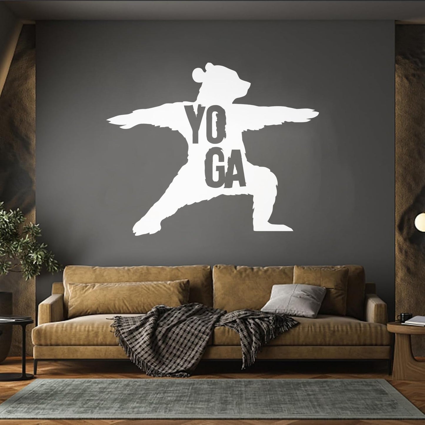 Engraving Stickers Yoga Center Bear Meditation Do Not Damage The Wall Surface