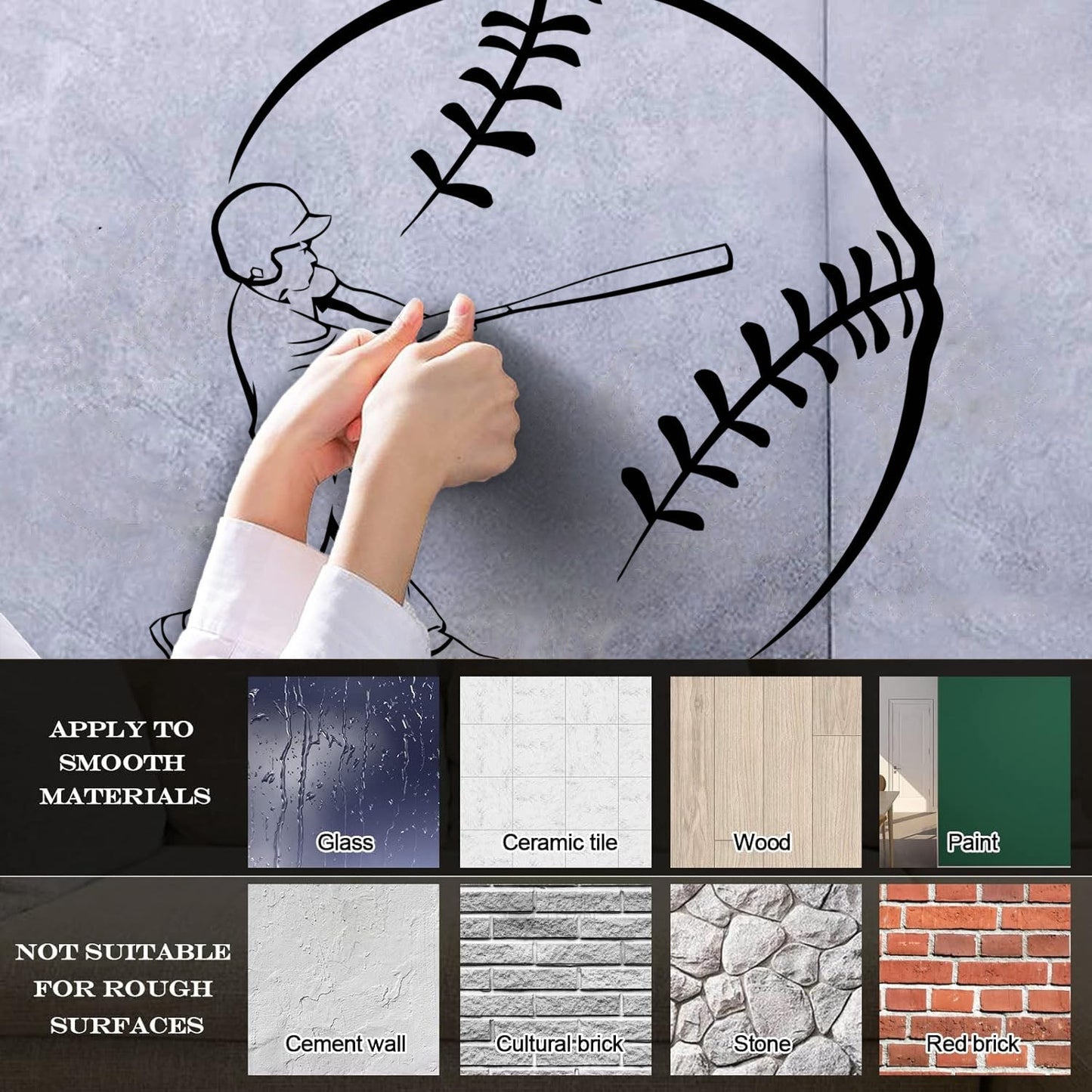 Mural And Wall Vinyl Decal Baseball Game American Bat Ball Glove Sports Can Modify And Add Information