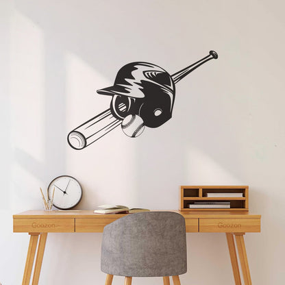 Wall Stickers Paster Paper Baseball Bat Ball Hat Sports Boy Art Decoration