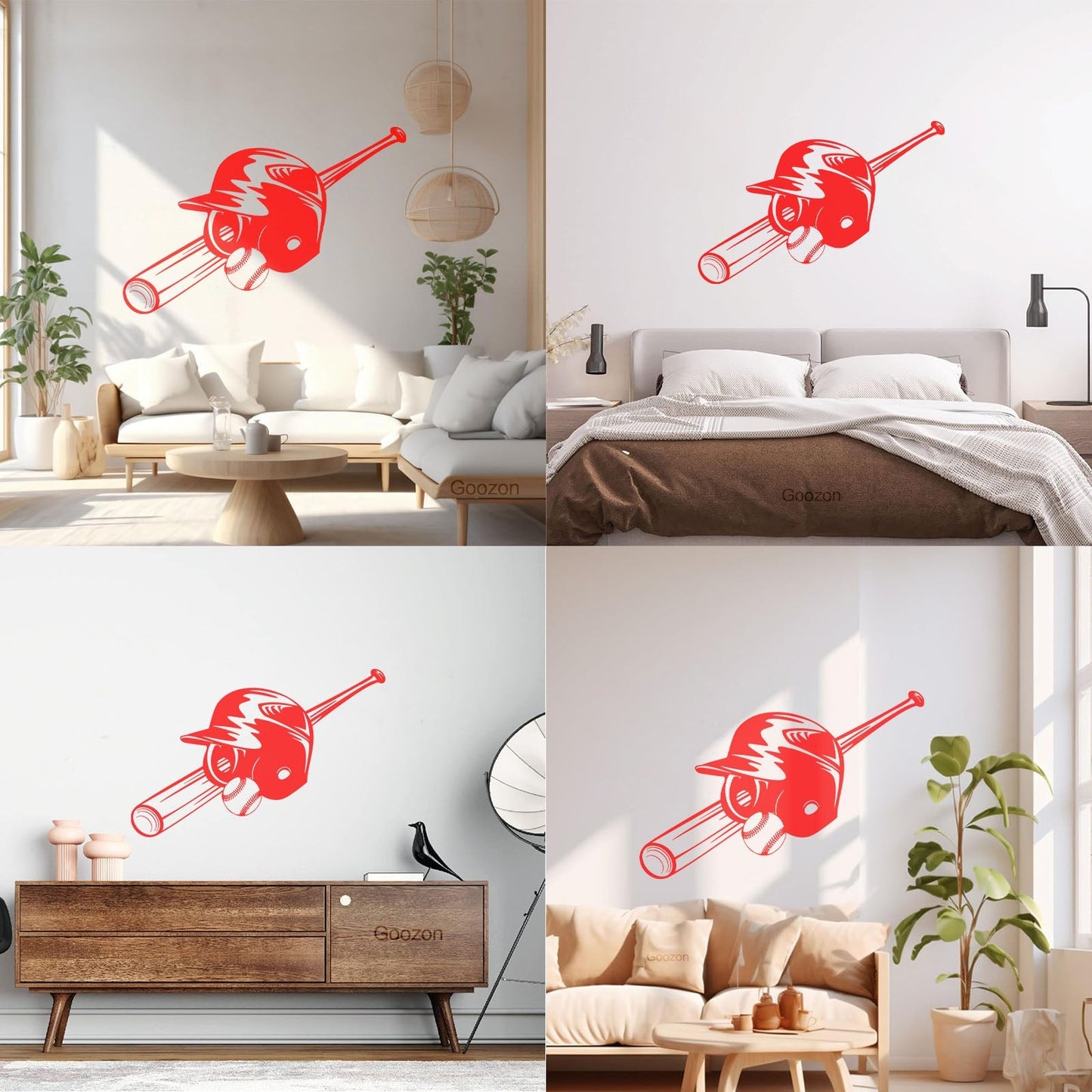 Wall Stickers Paster Paper Baseball Bat Ball Hat Sports Boy Art Decoration