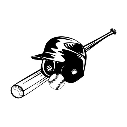 Wall Stickers Paster Paper Baseball Bat Ball Hat Sports Boy Art Decoration