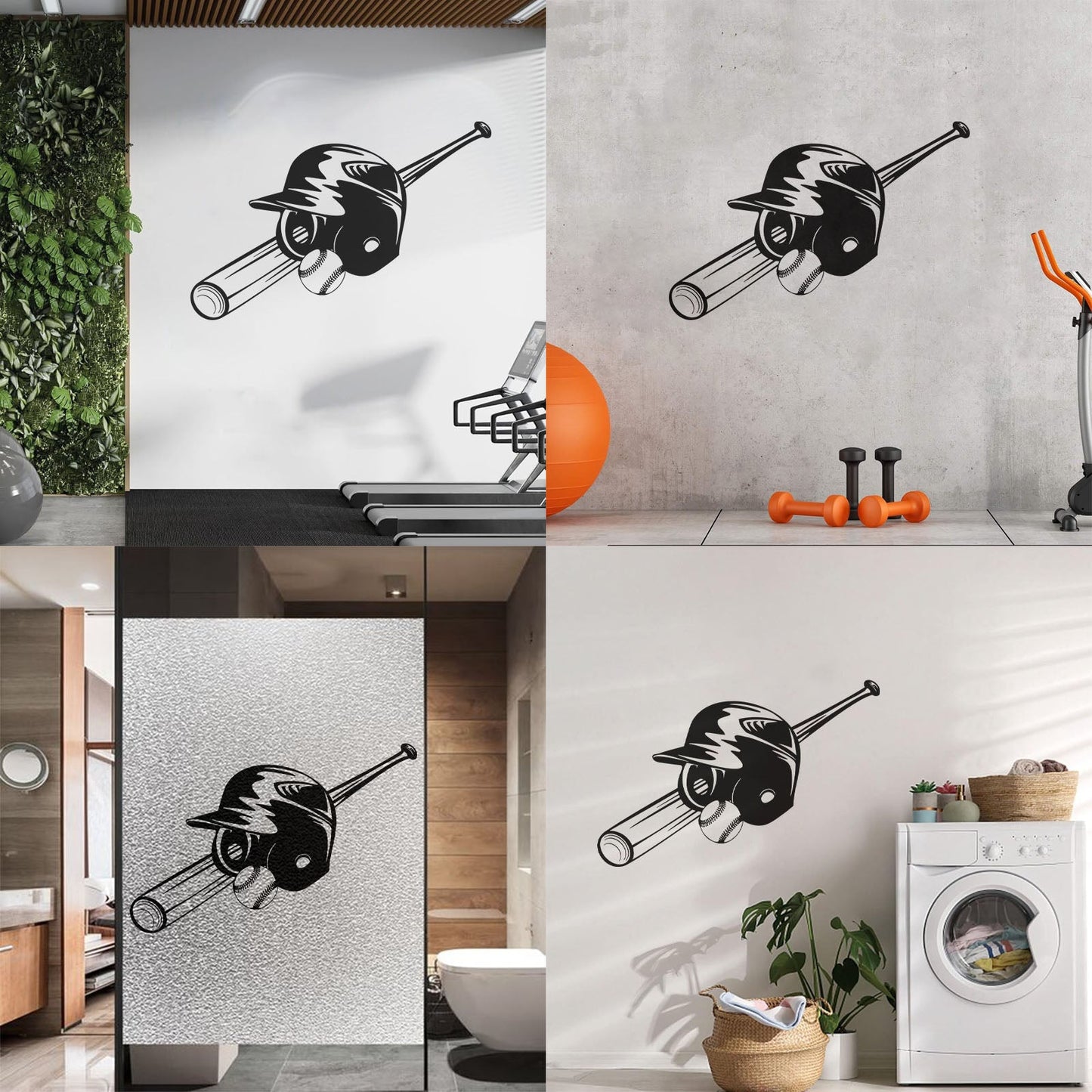 Wall Stickers Paster Paper Baseball Bat Ball Hat Sports Boy Art Decoration