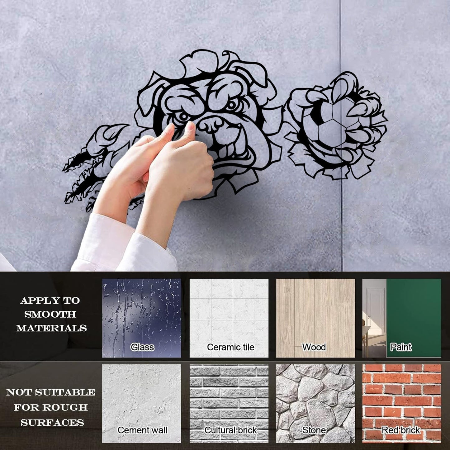 Wall Decals Angry Dog Pet Sports Ball Claws Easy Installation