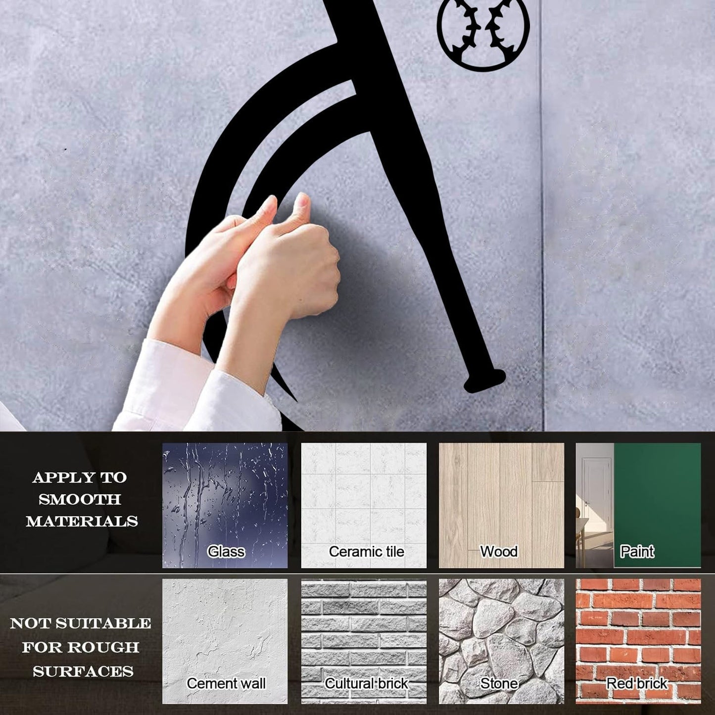 Vinyl Wall Stickers Baseball Bat Sports Ball Game Fitnesscenter Self Adhesive