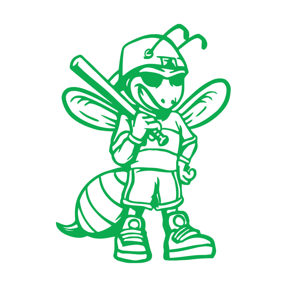 Wall Decals Baseball Player Insect Wasp Bee Game Cartoon Do Not Damage The Wall Surface