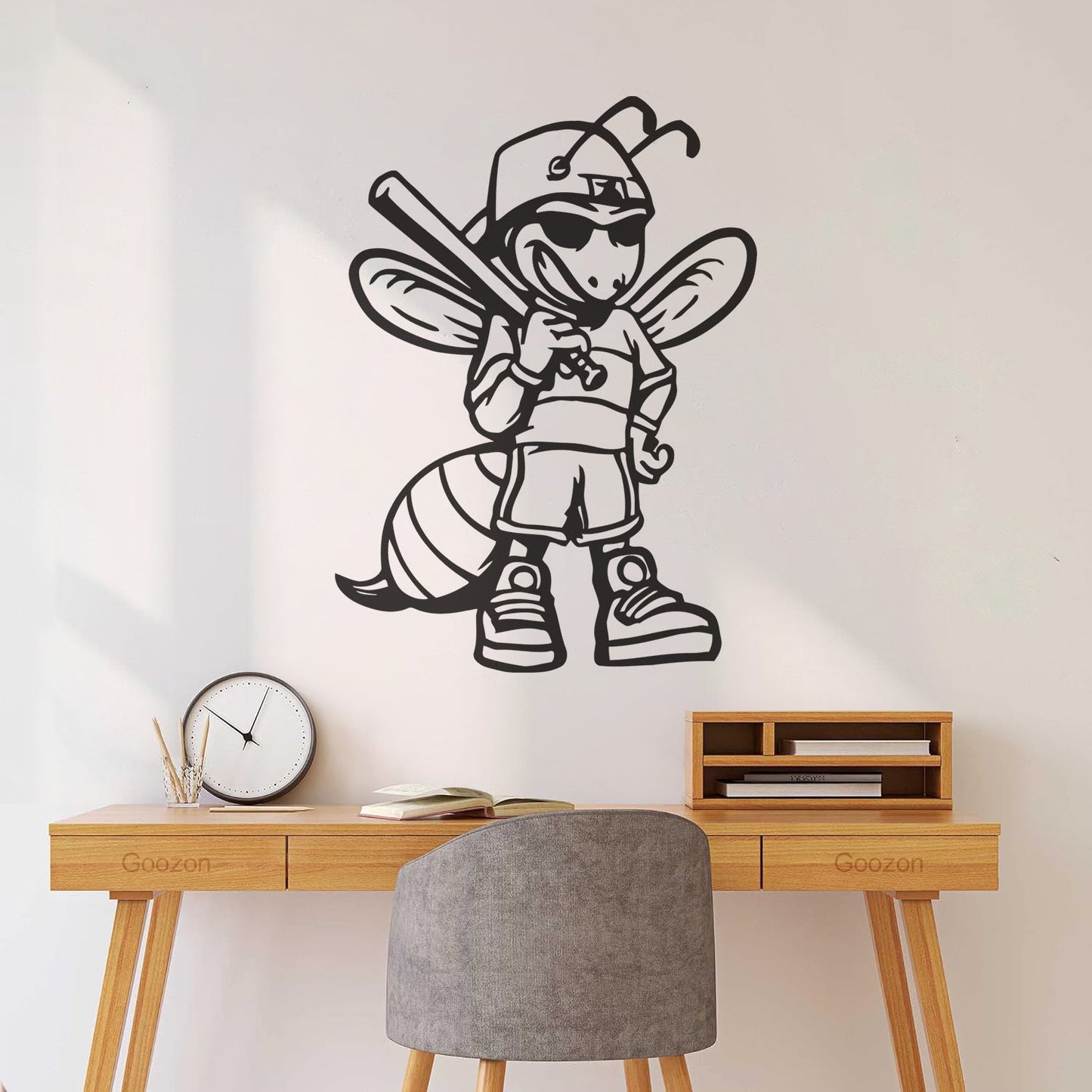 Wall Decals Baseball Player Insect Wasp Bee Game Cartoon Do Not Damage The Wall Surface