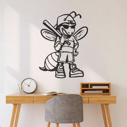 Wall Decals Baseball Player Insect Wasp Bee Game Cartoon Do Not Damage The Wall Surface