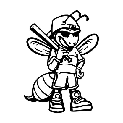Wall Decals Baseball Player Insect Wasp Bee Game Cartoon Do Not Damage The Wall Surface