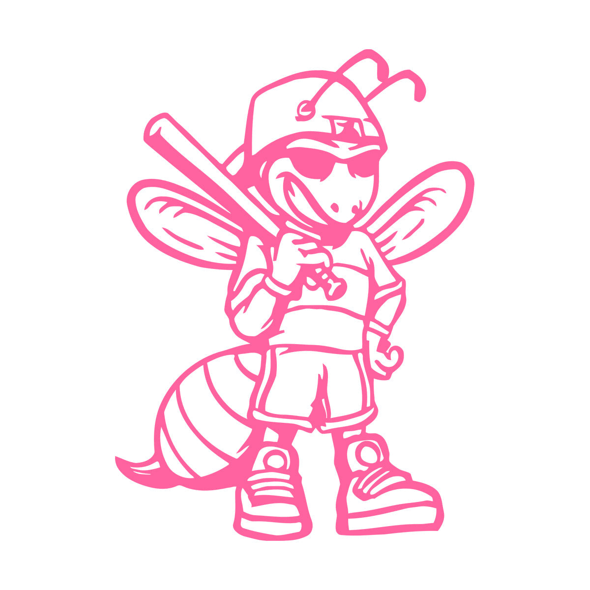 Wall Decals Baseball Player Insect Wasp Bee Game Cartoon Do Not Damage The Wall Surface