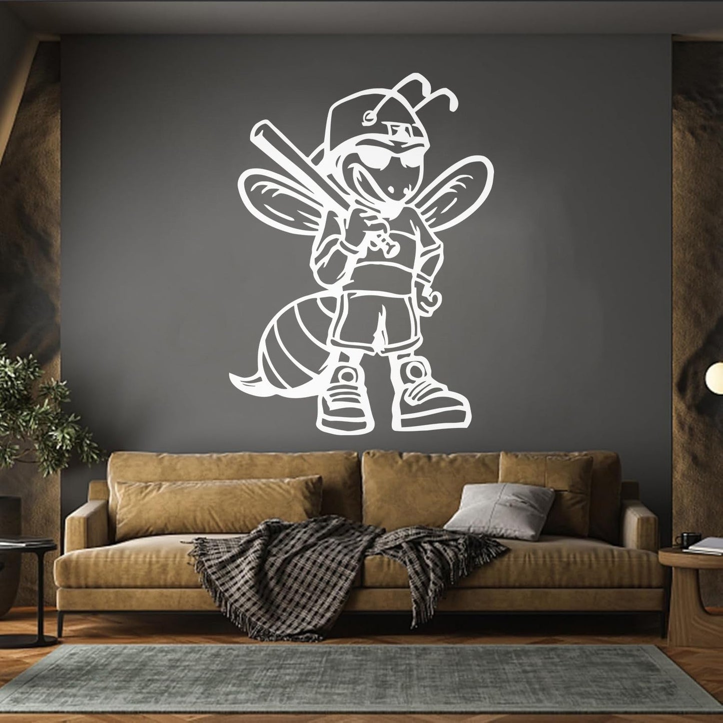Wall Decals Baseball Player Insect Wasp Bee Game Cartoon Do Not Damage The Wall Surface