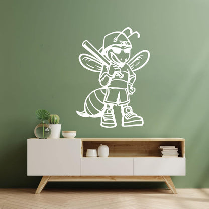 Wall Decals Baseball Player Insect Wasp Bee Game Cartoon Do Not Damage The Wall Surface
