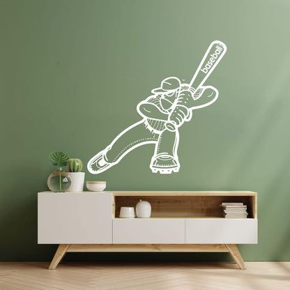 Mural And Wall Vinyl Decal Baseball Sports Game Player Easy Installation