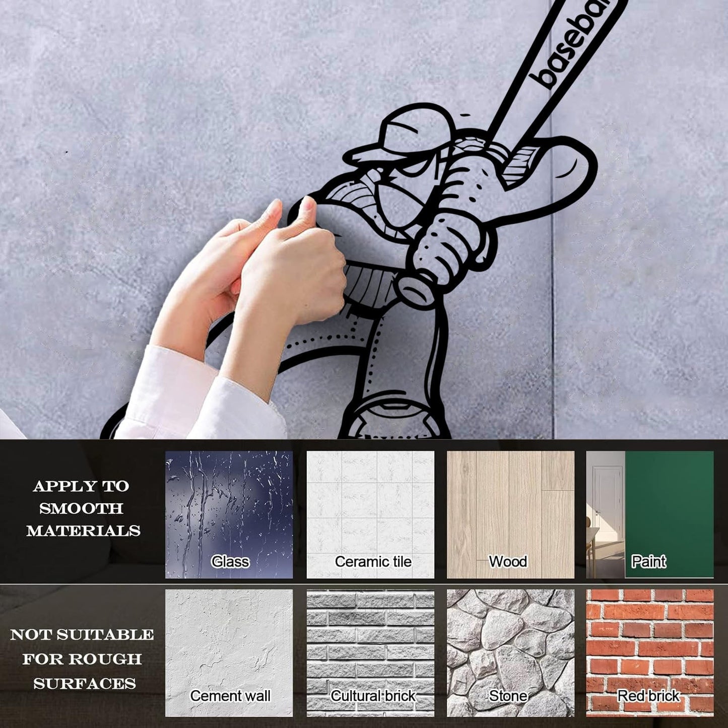 Mural And Wall Vinyl Decal Baseball Sports Game Player Easy Installation